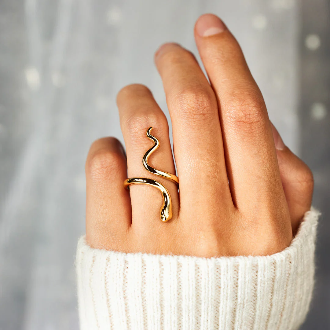 925 Sterling Silver Year of Snake Minimalist Snake Open Ring - Image 5