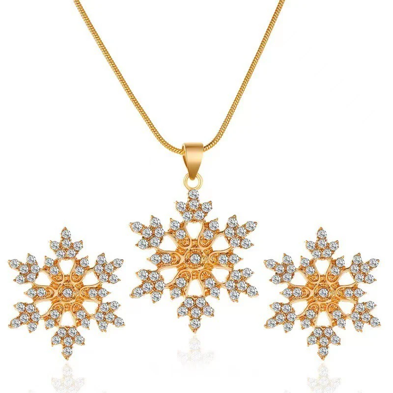 🔥Summer Hot Sale🌊	Diamonds Snowflake Earrings Necklace Set - Image 10