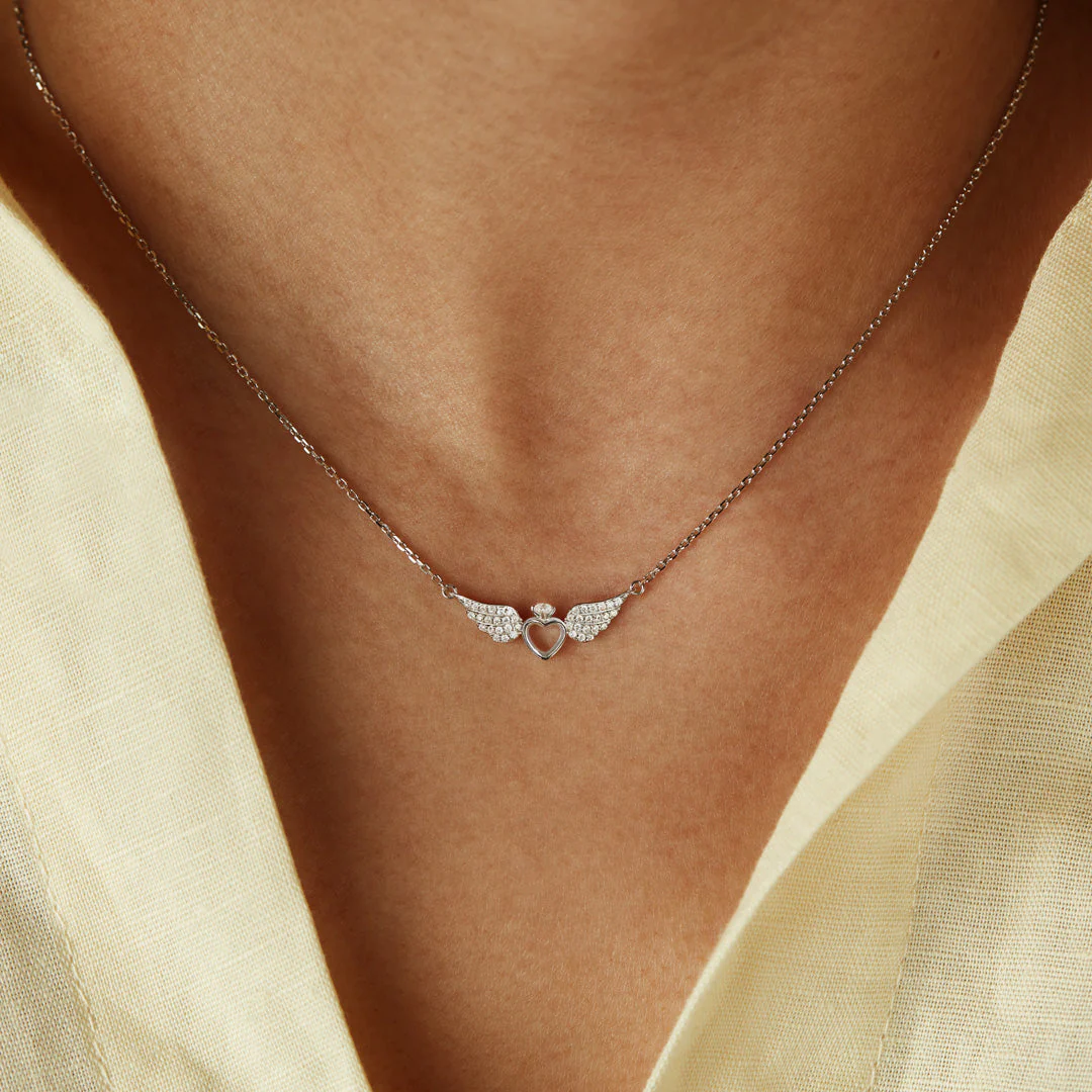 Spread Your Wings And Fly Heart And Angel Wings Necklace - Image 3