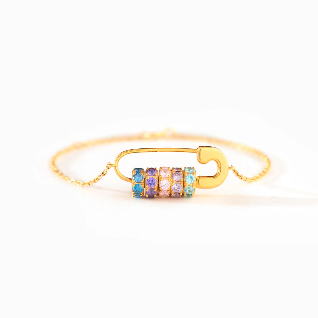 Mama's Mini Squad Safety Pin 1-8 Birthstone Bracelet - Image 7