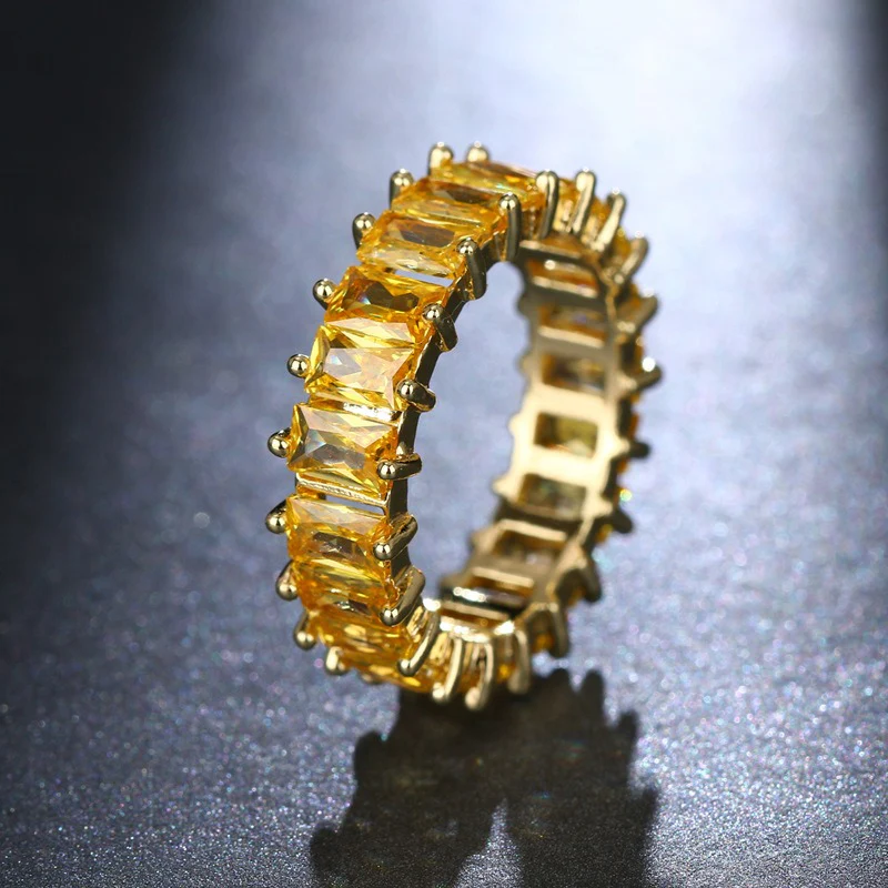 Square Cut Zircon Inlay Rainbow Ring - Image 2