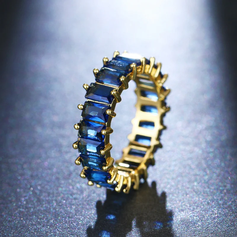 Square Cut Zircon Inlay Rainbow Ring - Image 3