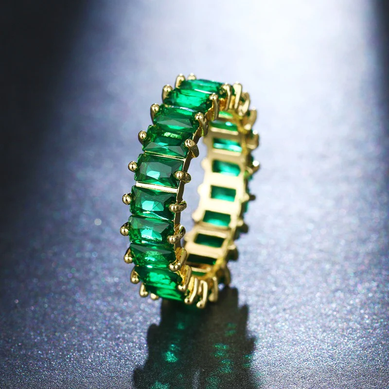 Square Cut Zircon Inlay Rainbow Ring - Image 4