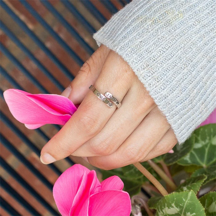 "FAITH OVER FEAR" Sterling Silver Cross Ring - Image 4