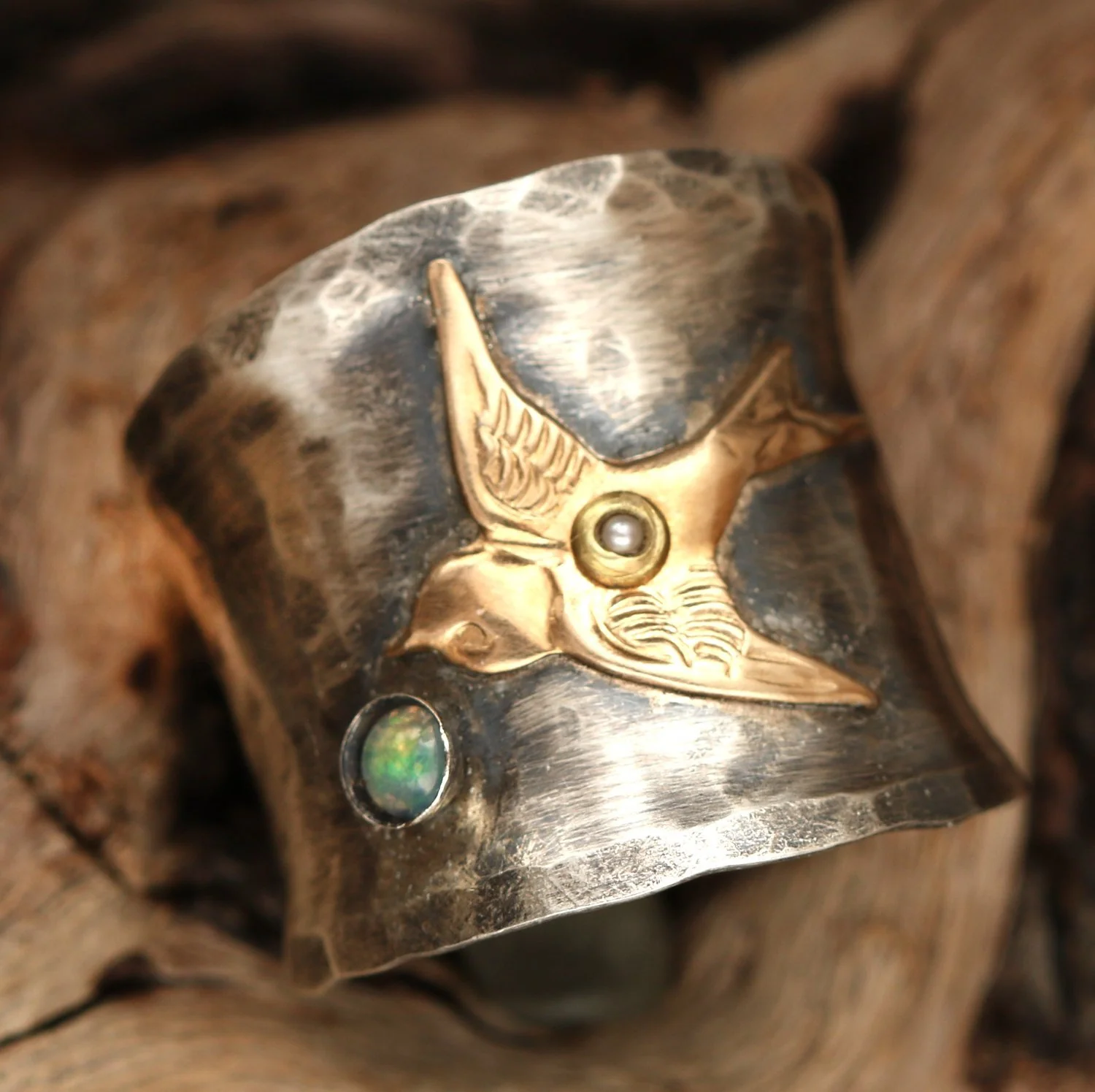 Sterling Silver Wide Band Ring, Bird Ring For Woman Unique - Image 5