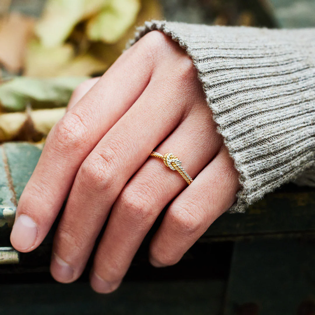 Bond That Links Us Matching Handcrafted Two Strand Knot Ring - Image 2