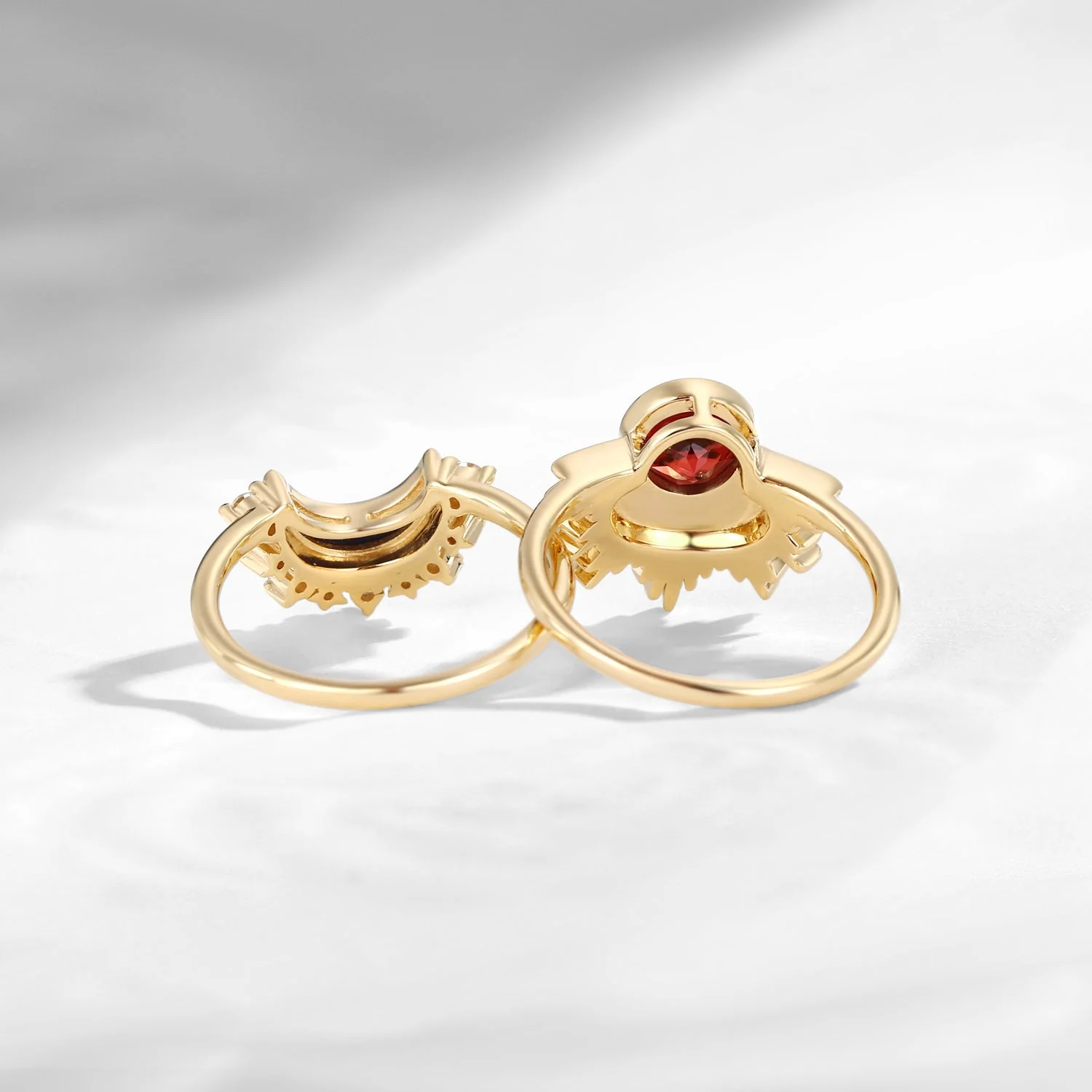 Retro Sun & Moon Engagement Ring Set 2pcs - Image 6