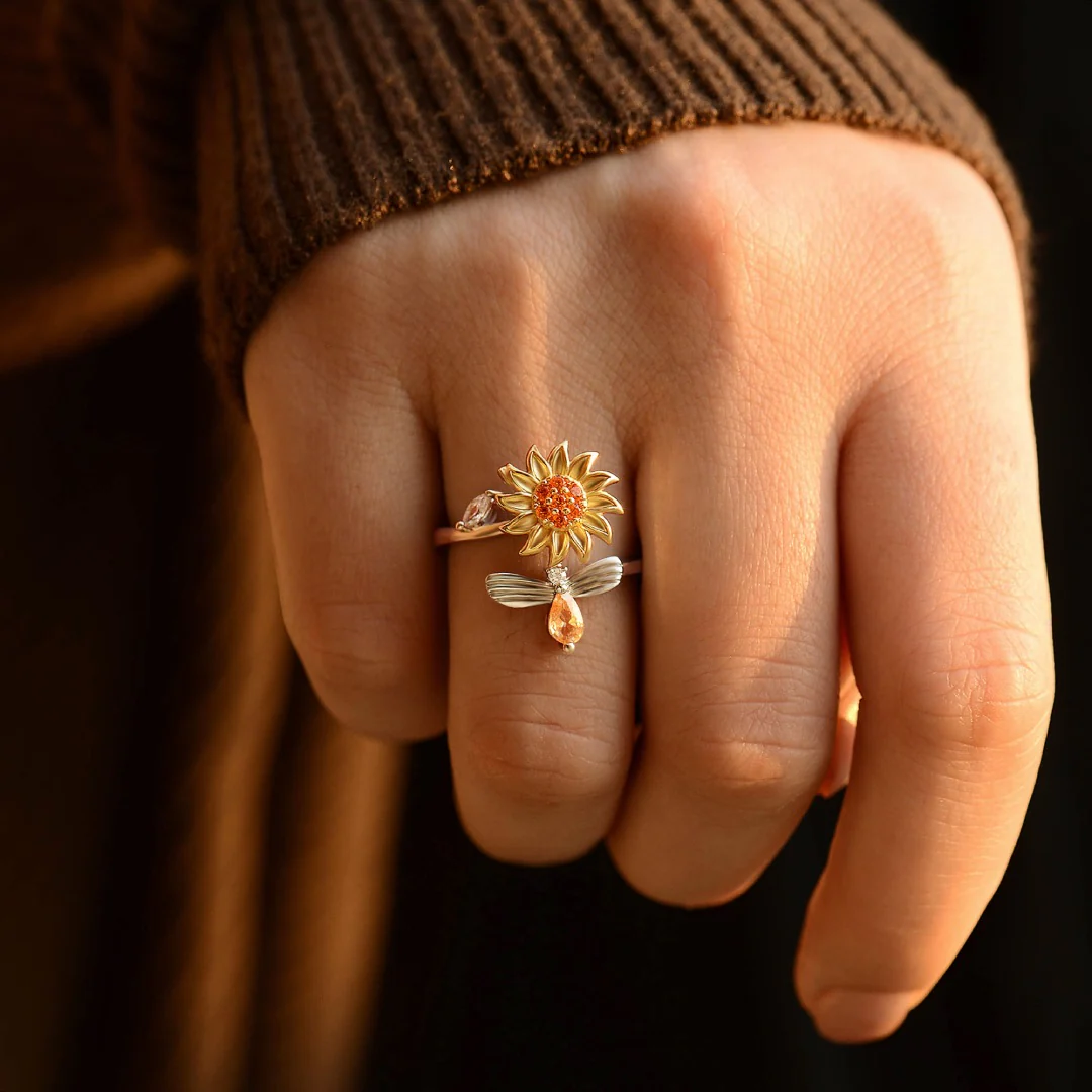 To My Daughter Sunflower Fidget Ring - Image 4