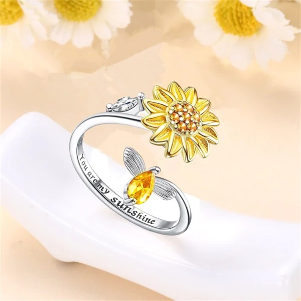 "YOU ARE MY SUNSHINE" Rotating Sunflower Ring - Image 5