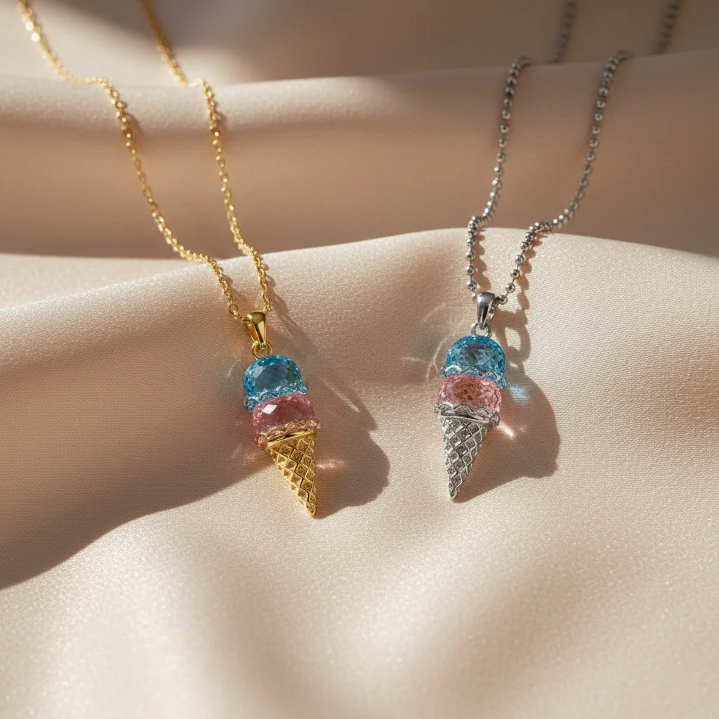 For Love- Custom Sweet Ice Cream Birthstones Necklace - Image 4