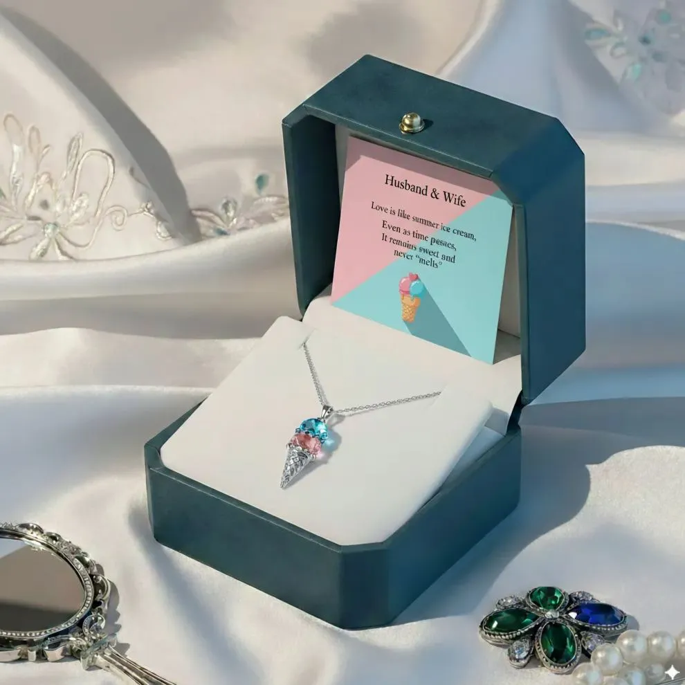 For Love- Custom Sweet Ice Cream Birthstones Necklace - Image 8