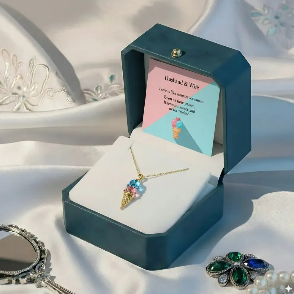 For Love- Custom Sweet Ice Cream Birthstones Necklace - Image 9
