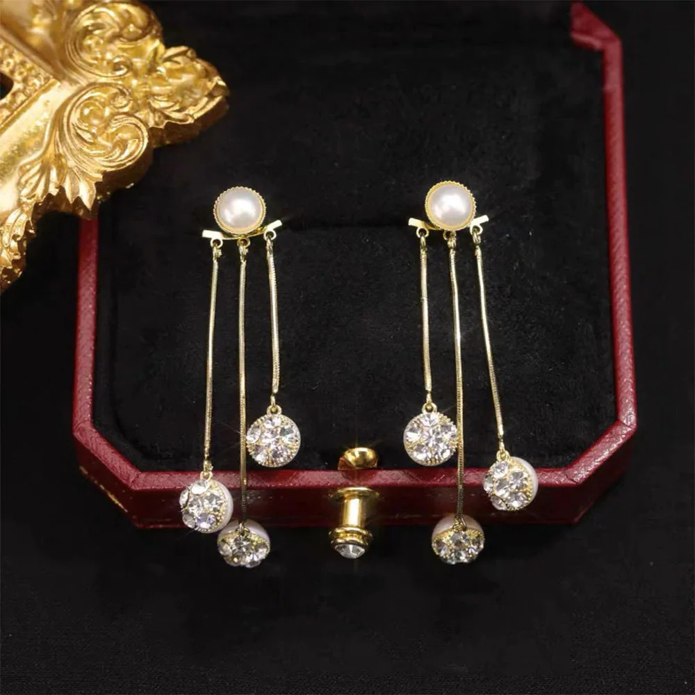Temperament Pearl Tassel Long Earrings - Image 5