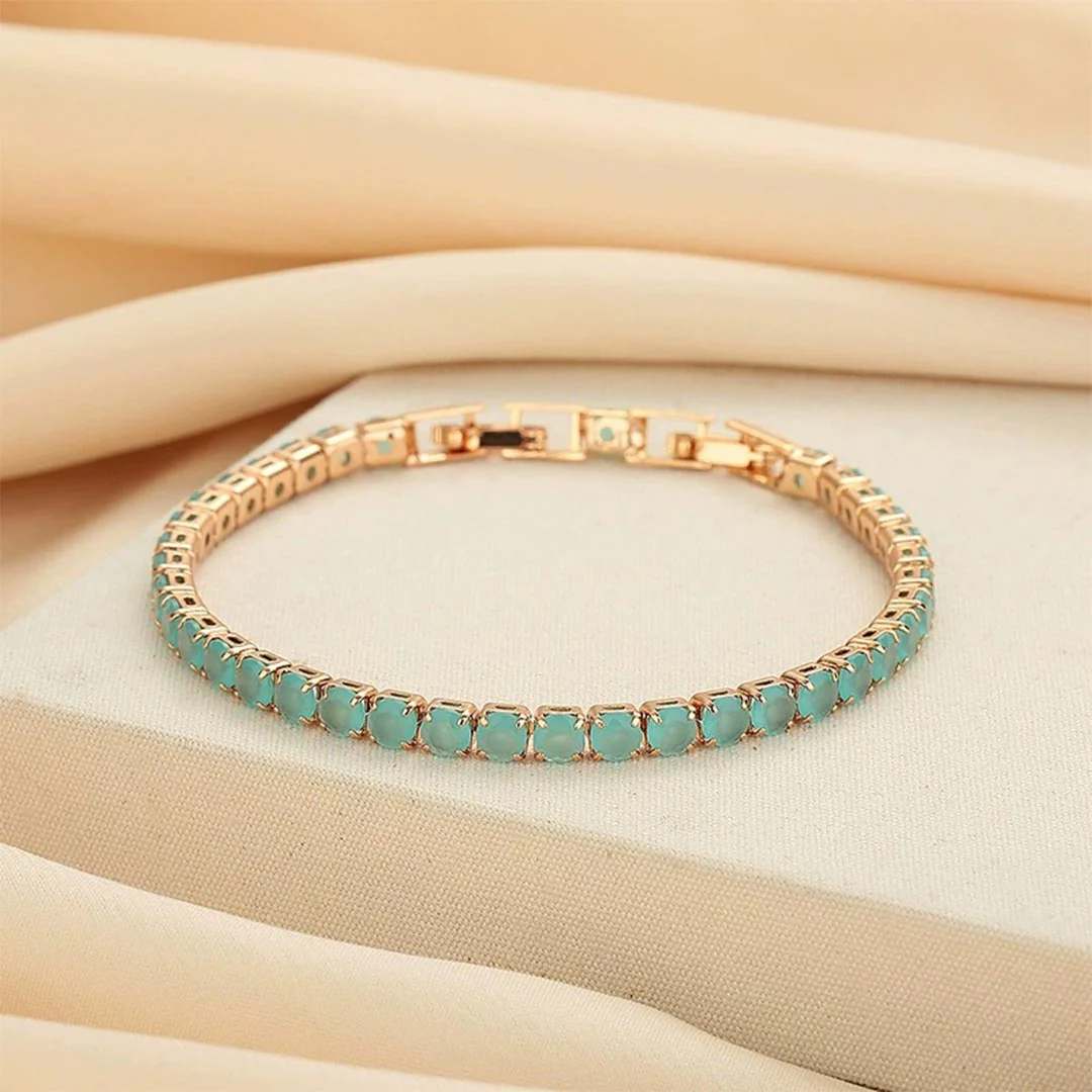Thalassophile Teal Matte Crystal Tennis Bracelet - Image 4