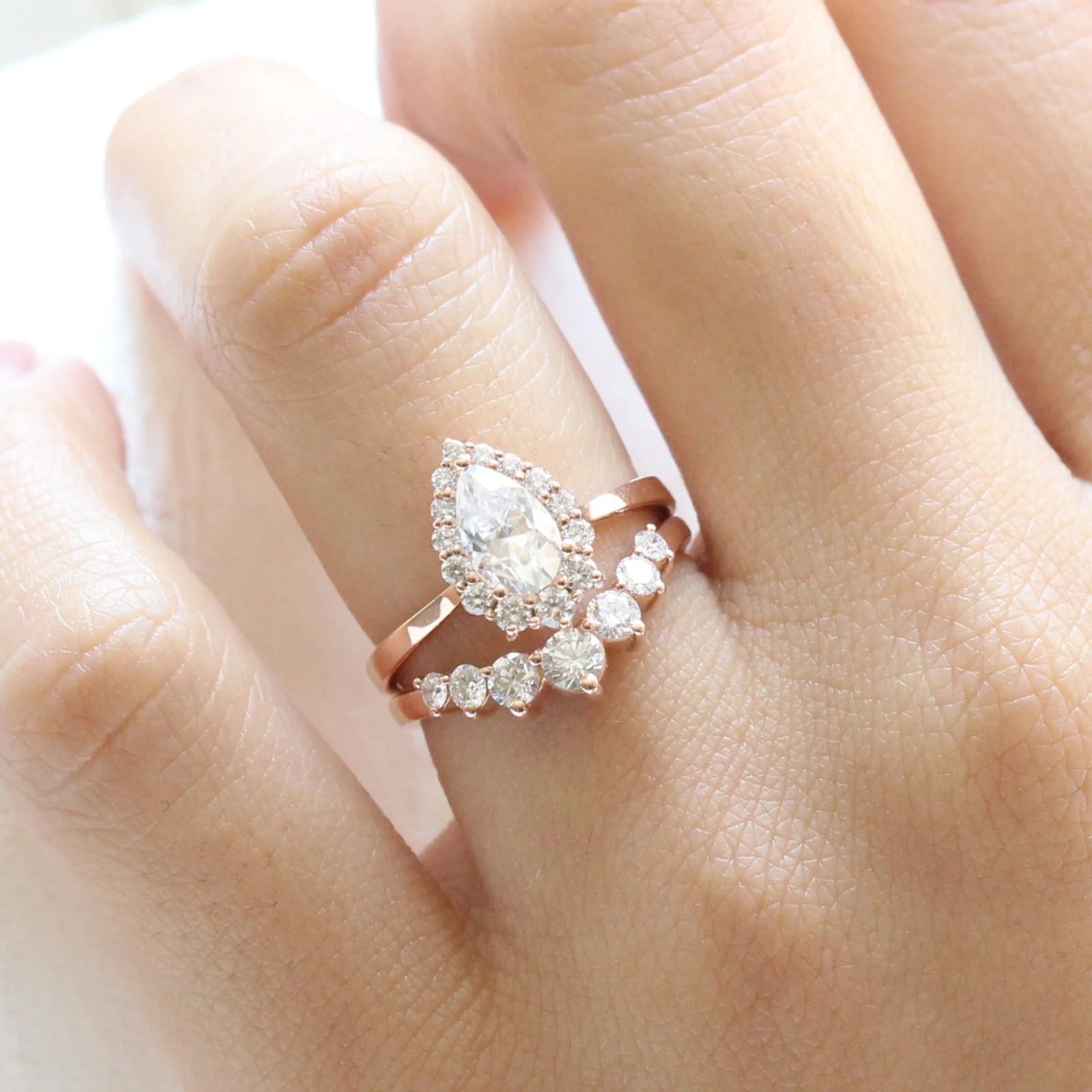 Tiara Halo Pear Ring Two Piece Set - Image 2