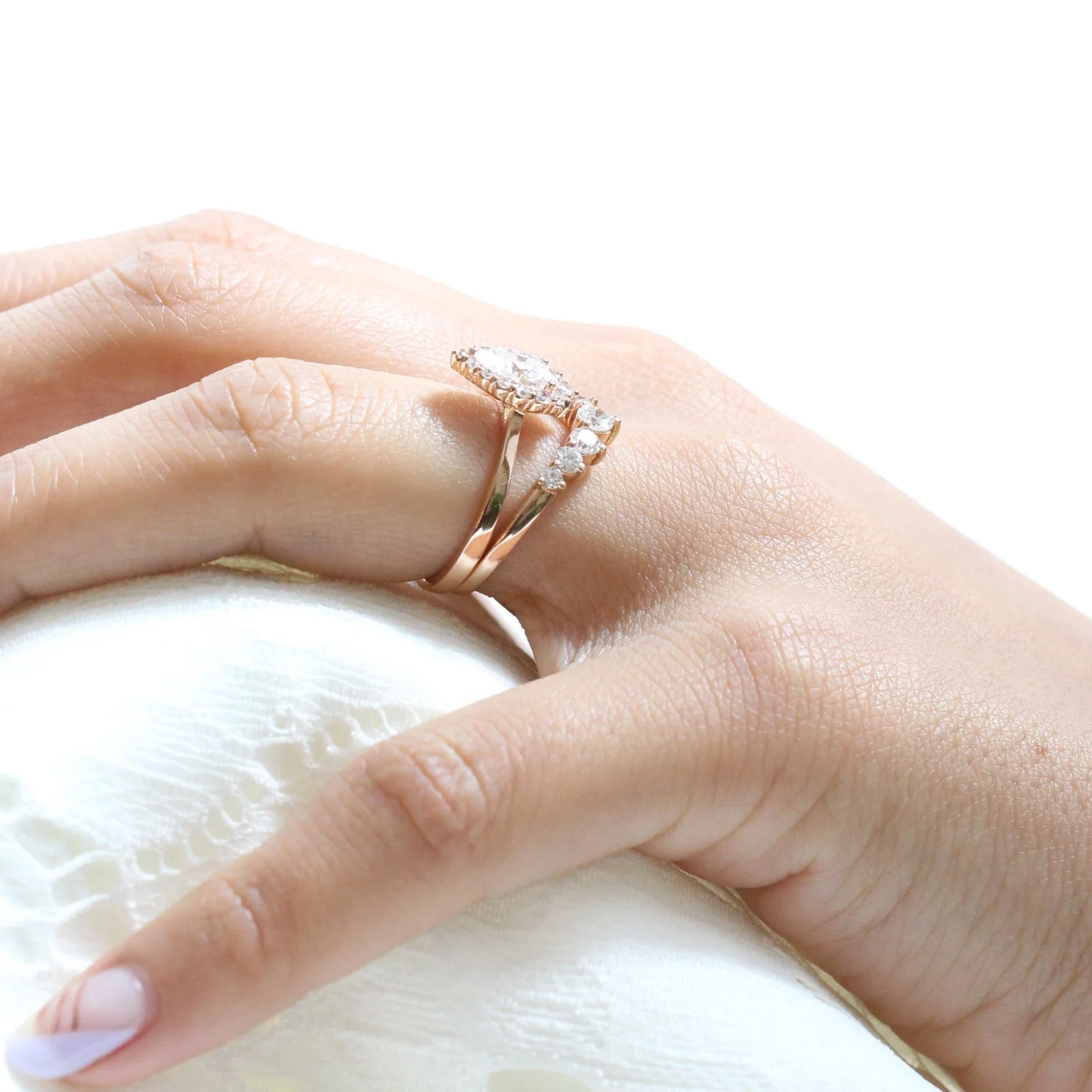 Tiara Halo Pear Ring Two Piece Set - Image 6