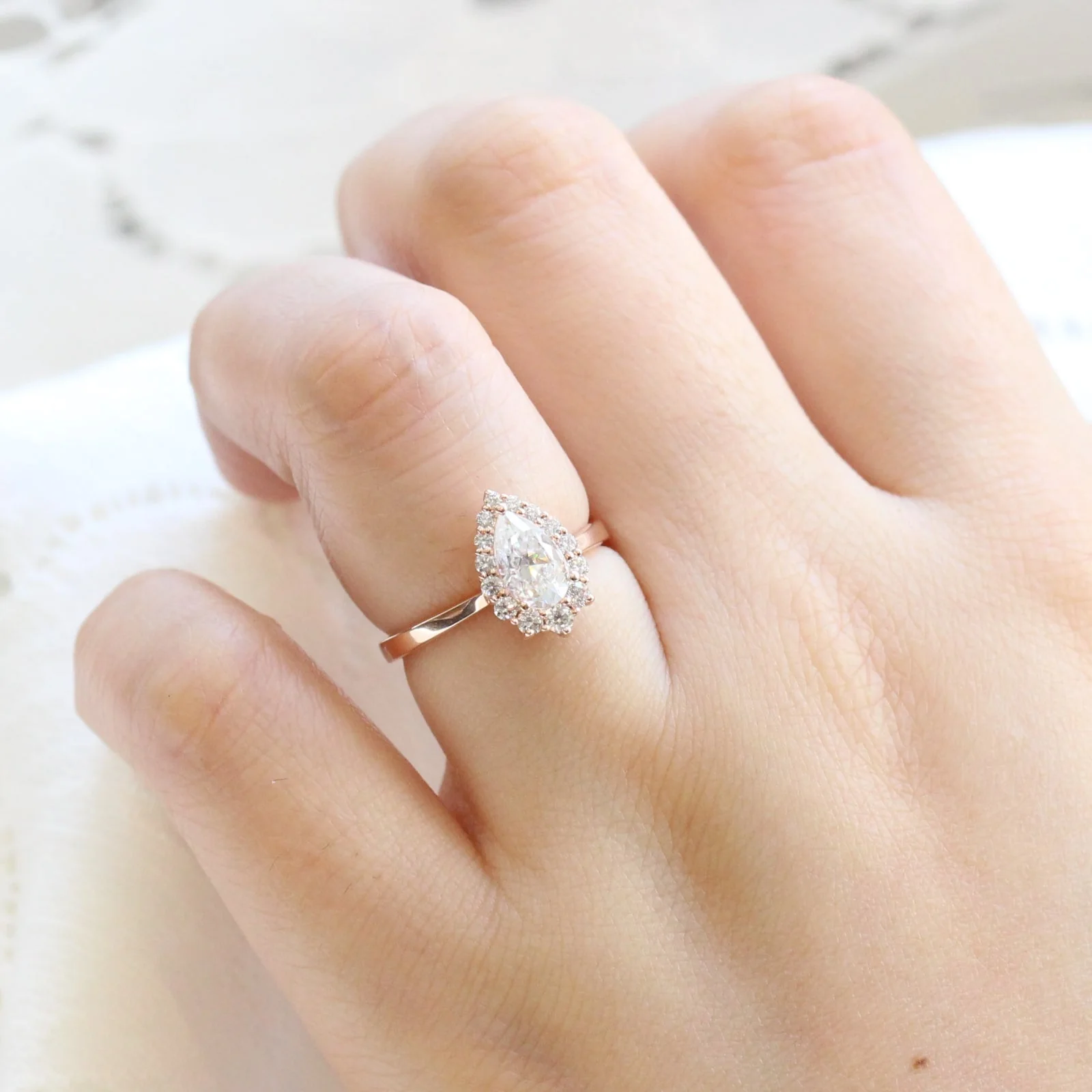 Tiara Halo Pear Ring Two Piece Set - Image 7