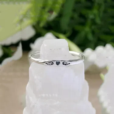 For Memorial - Tiny Heart With Wings Ring - Image 4