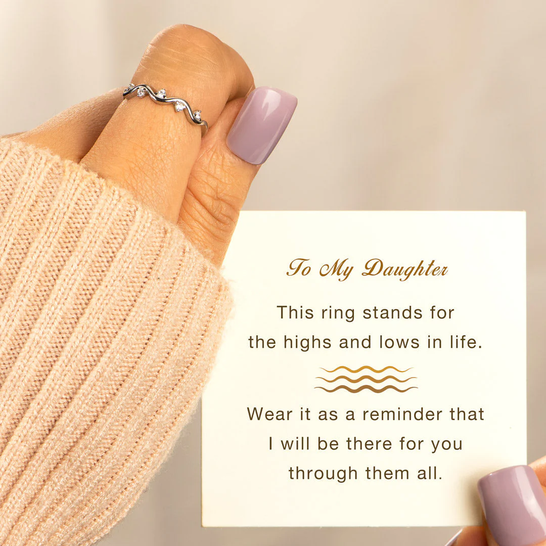 To My Daughter Highs And Lows Wave Ring - Image 3