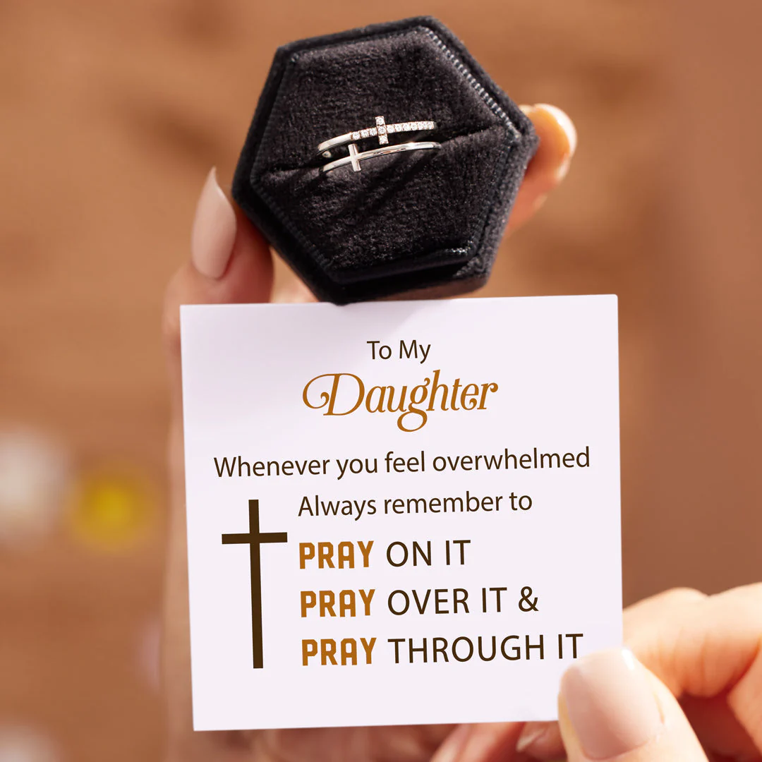 To My Daughter Pray Through It Double Cross Ring - Image 3