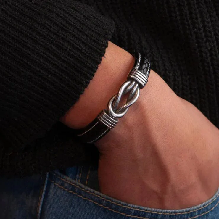 "To My Son" Family Bonds - Linked Forever Leather Bracelet - Image 3