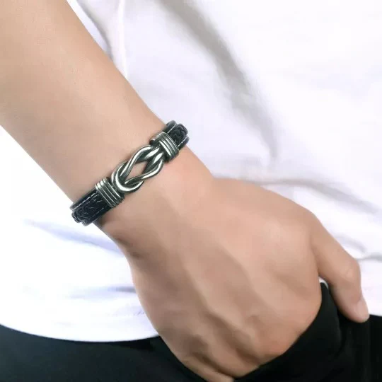 "To My Son" Family Bonds - Linked Forever Leather Bracelet - Image 6