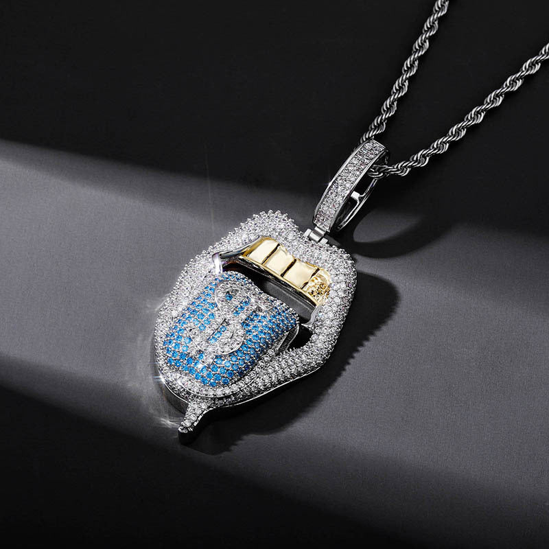Iced Out Bling CZ Cubic Zirconia Tongue Necklace - Image 7