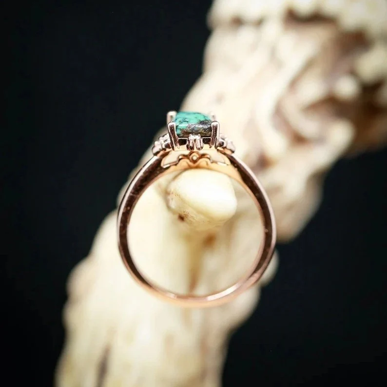 Natural Turquoise Faux Diamond Ring - Image 4
