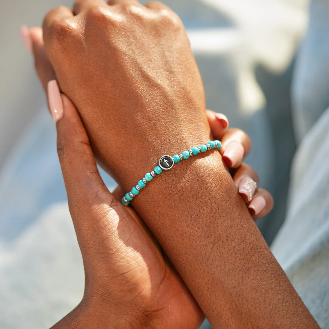 Dear Daughter Turquoise Bead Cross Bracelet - Image 6