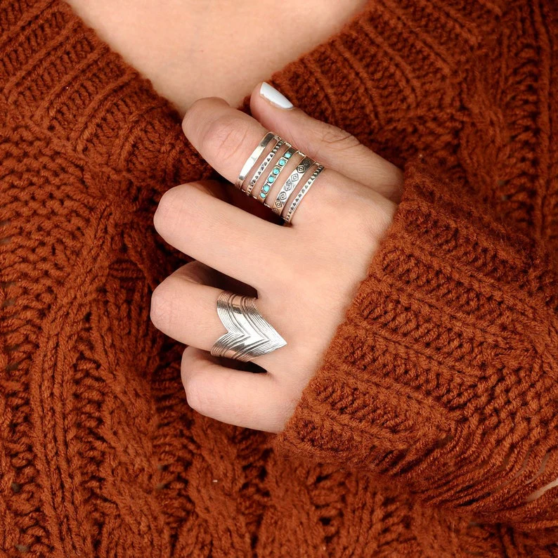 Bohemian Turquoise Engraved Ring - Image 6