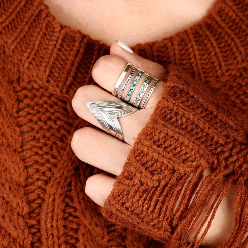 Bohemian Turquoise Engraved Ring - Image 7