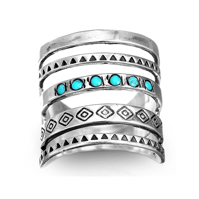 Bohemian Turquoise Engraved Ring - Image 8