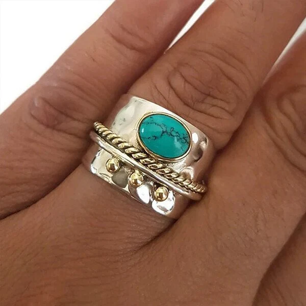 Turquoise Wide Band Ring - Image 3