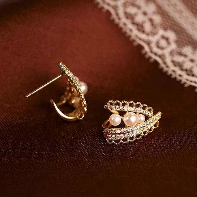 🌸Vintage Pearl Zircon Lace Earrings - Image 3