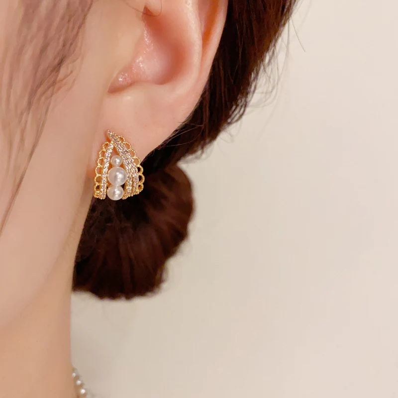 🌸Vintage Pearl Zircon Lace Earrings - Image 5