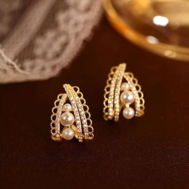🌸Vintage Pearl Zircon Lace Earrings - Image 7