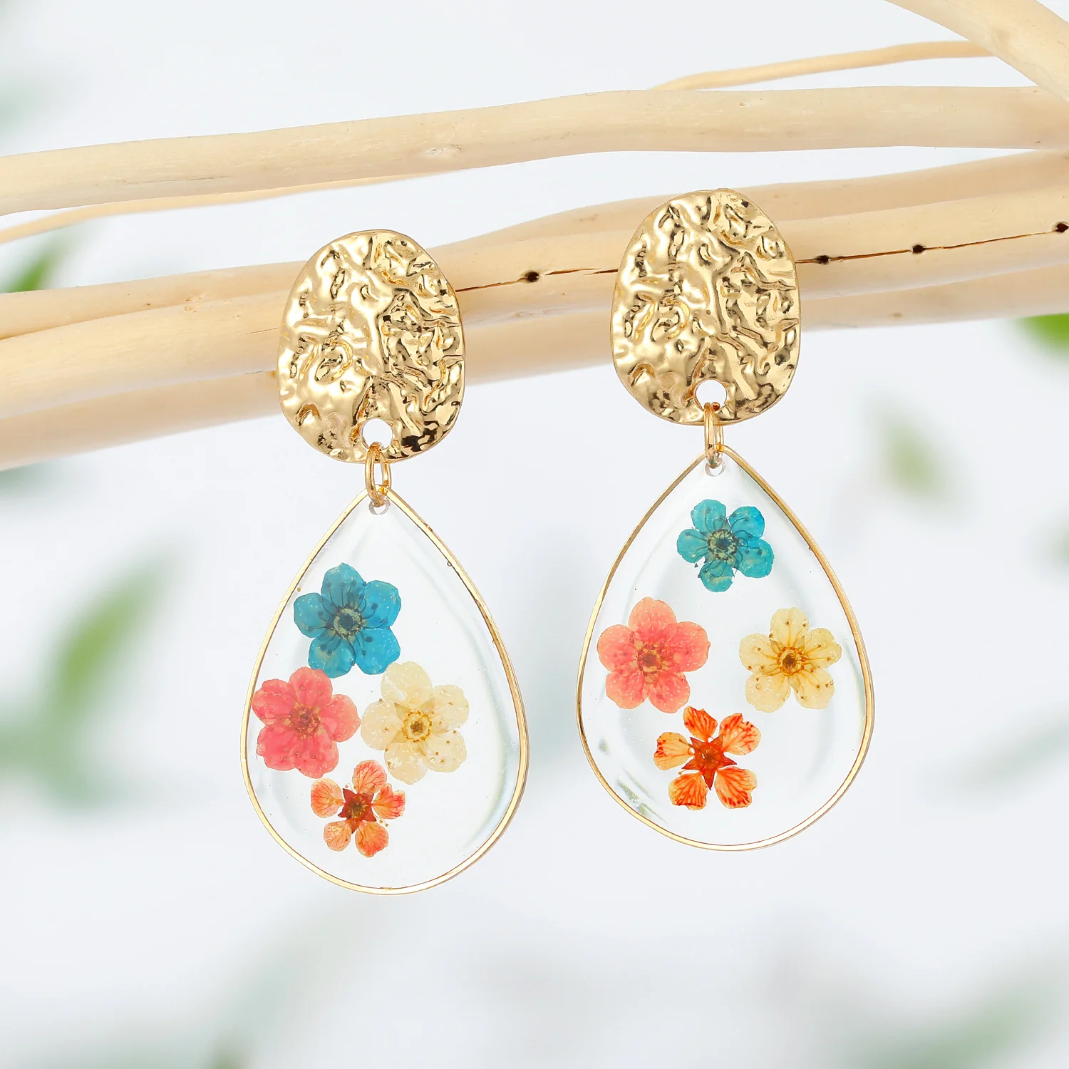 Water Drop Forget Me Not Flower Earrings - Image 2