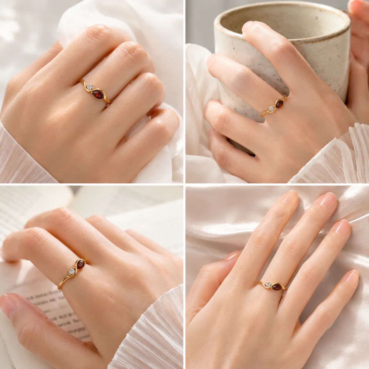 Personalized Mother&Daughter Infinity Birthstone Ring - Image 3