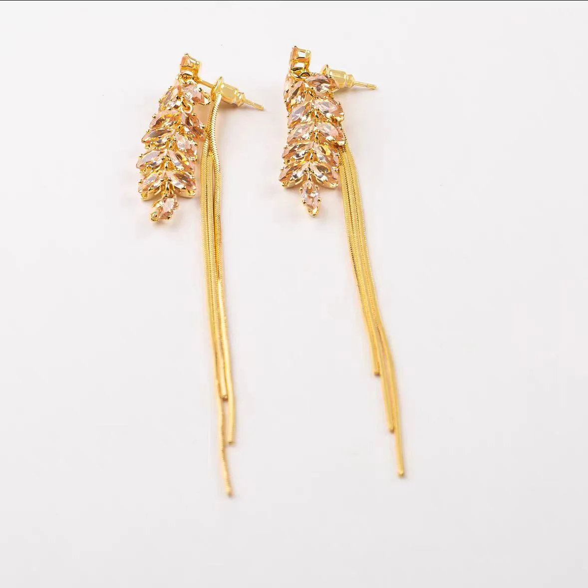 14K Gold-Plated Exquisite Long Wheat Tassel Earrings - Image 6