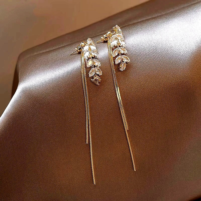14K Gold-Plated Exquisite Long Wheat Tassel Earrings - Image 7