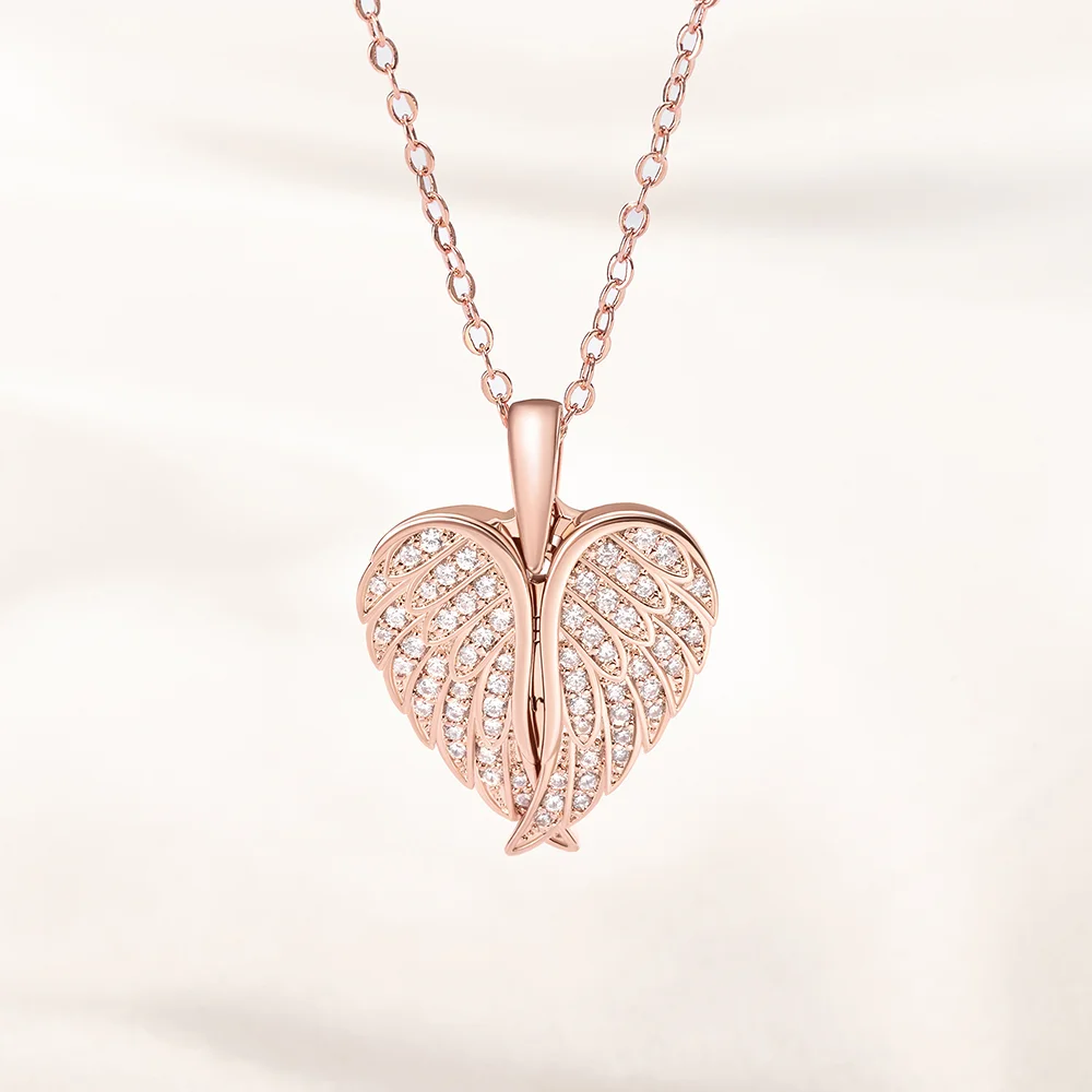 Personalized Angel Wing Photo Locket Necklace - Image 4