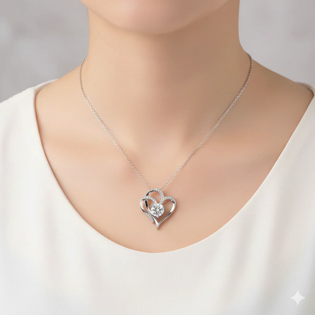 To My Granddaughter -I Always With You Double Heart Necklace - Image 2