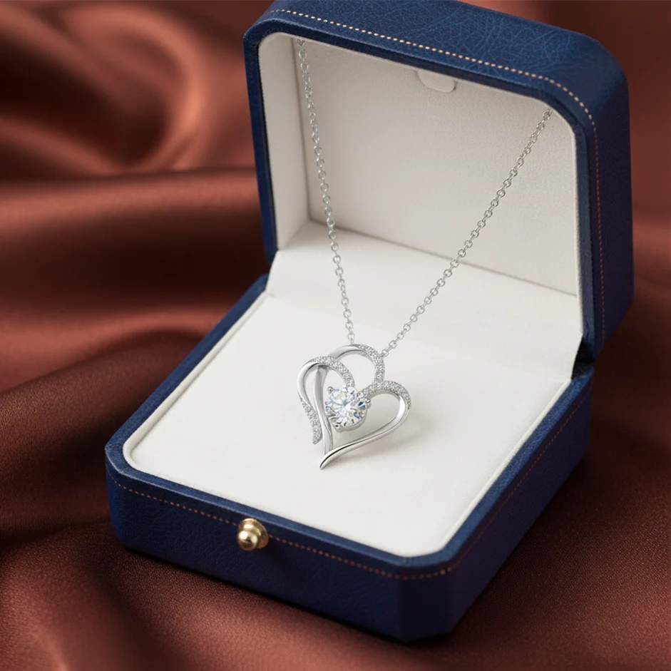 To My Granddaughter -I Always With You Double Heart Necklace - Image 3