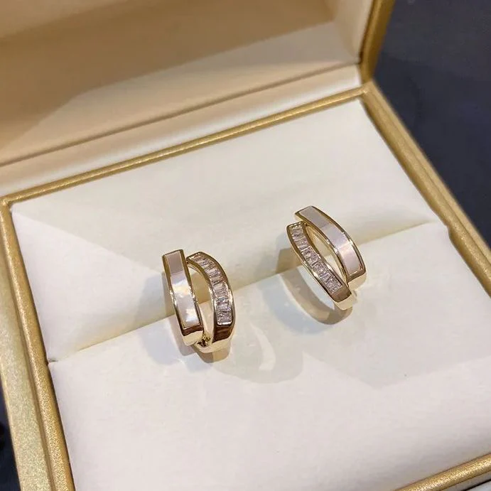 🌸French Style Zircon Shell Earrings - Image 2