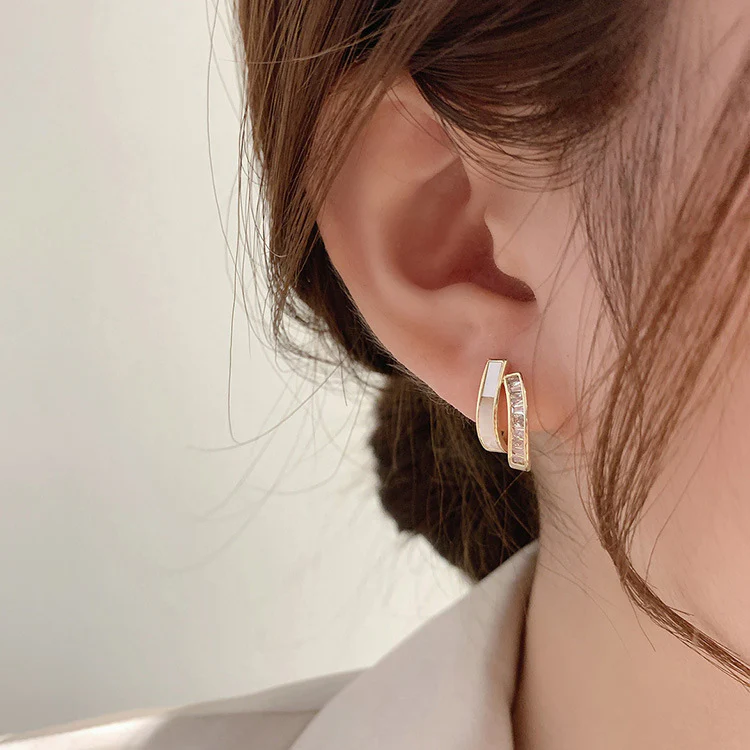 🌸French Style Zircon Shell Earrings - Image 4
