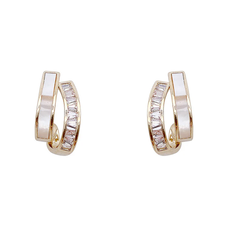 🌸French Style Zircon Shell Earrings - Image 7